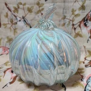 Art Glass Spun Stem Summer Light Blue Swirl Murano Glass Vibes